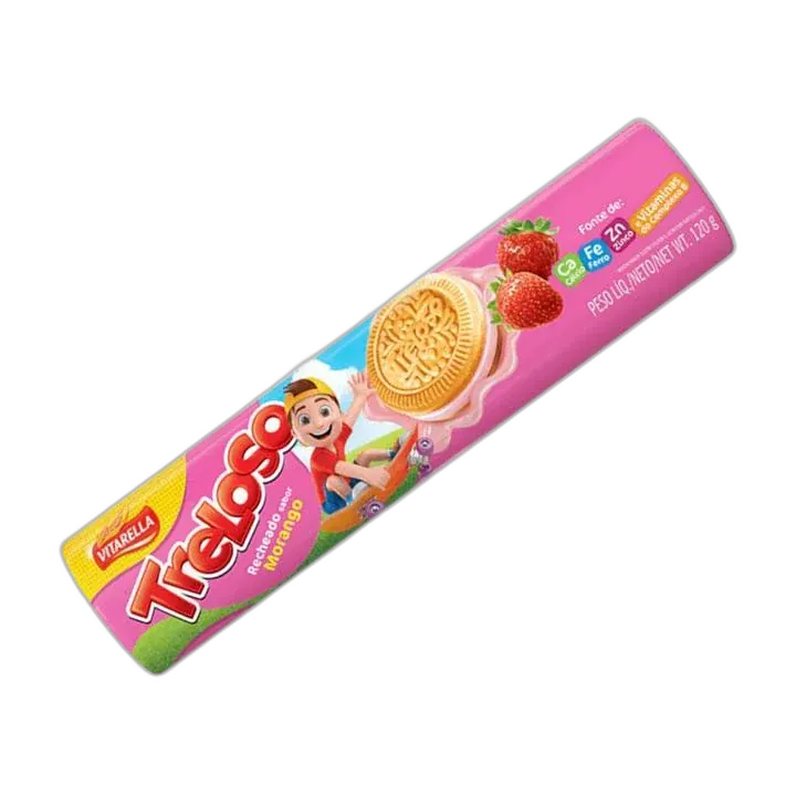 BISCOITO RECHEIO MORANGO VITARELLA TRELOSO PACOTE 120G 0