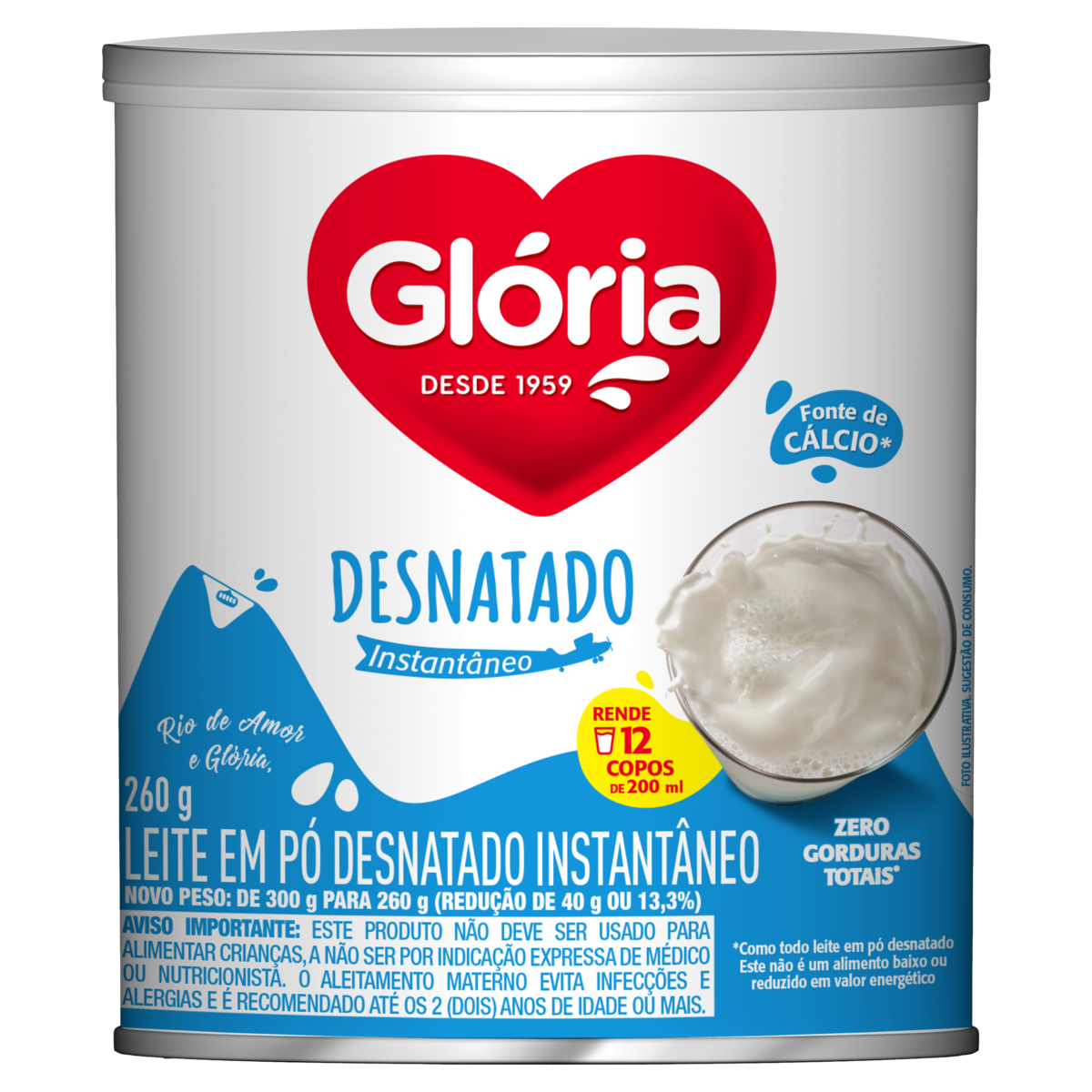 LEITE PÓ INSTANTÂNEO DESNATADO GLÓRIA LATA 260G