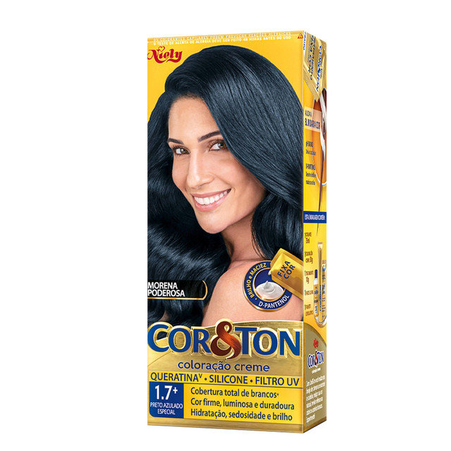 TINTA DE CABELO PERMANENTE COR&TON NIELY - 1.7+ PRETO AZULADO ESPECIAL