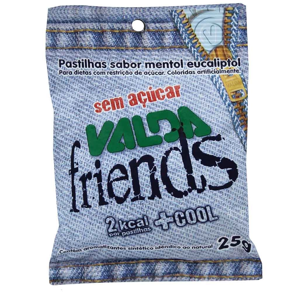 PASTILHAS MENTOL EUCALIPTOL ZERO AÇÚCAR VALDA FRIENDS PACOTE 25G