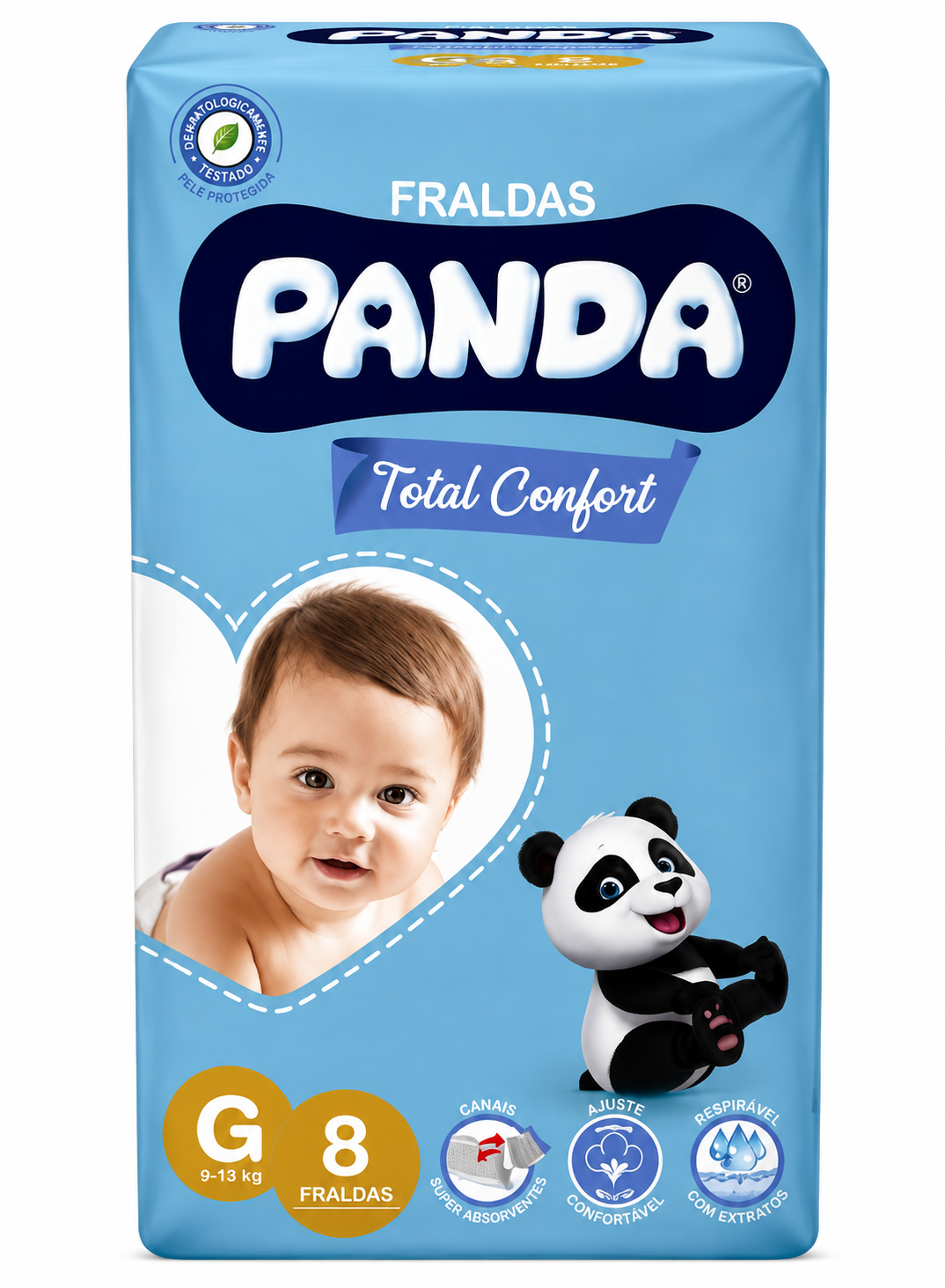 FRALDA DESCARTÁVEL TRADICIONAL PANDA G COM 8 UNIDADES