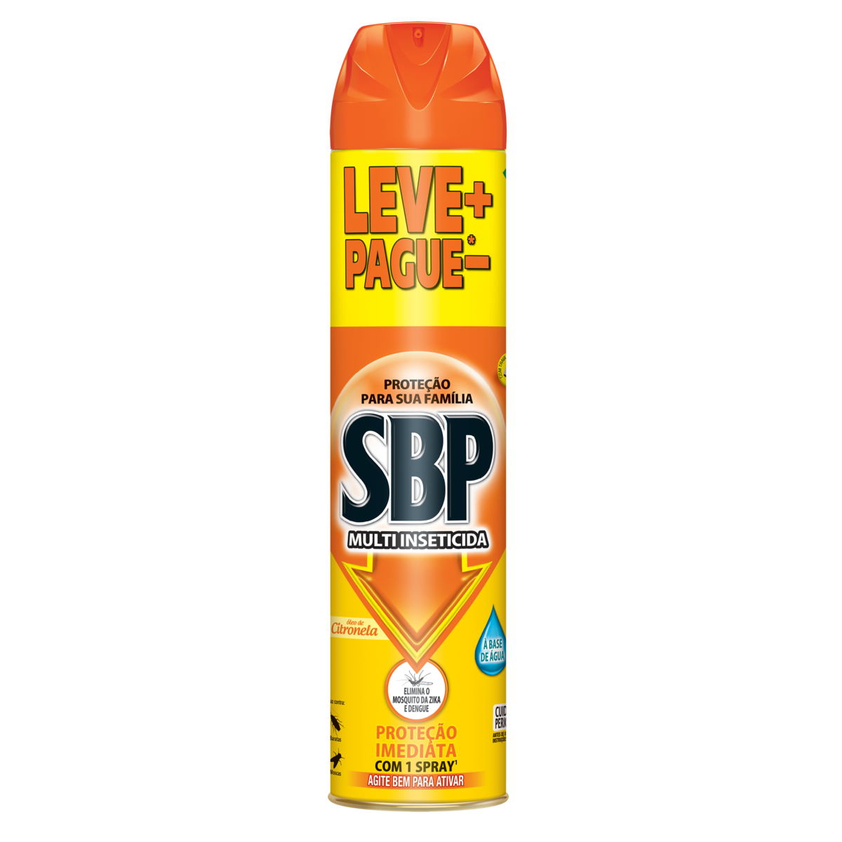 MULTI-INSETICIDA AEROSSOL À BASE DE ÁGUA ÓLEO DE CITRONELA SBP FRASCO 450ML SPRAY LEVE MAIS PAGUE MENOS