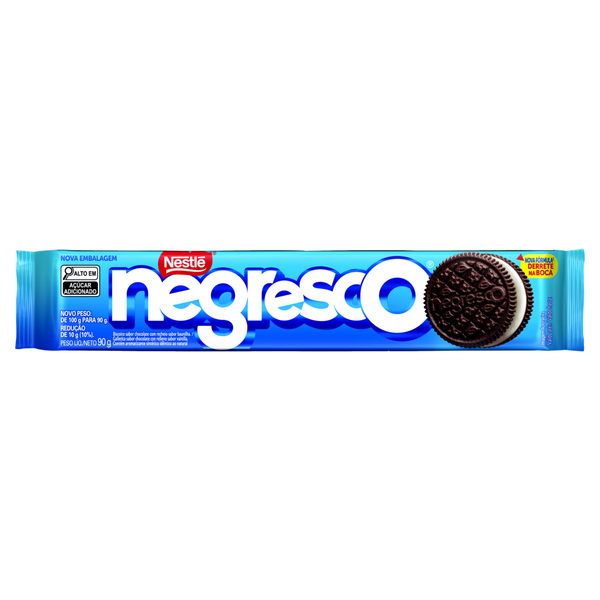 BISCOITO CHOCOLATE RECHEIO BAUNILHA NEGRESCO PACOTE 90G 0