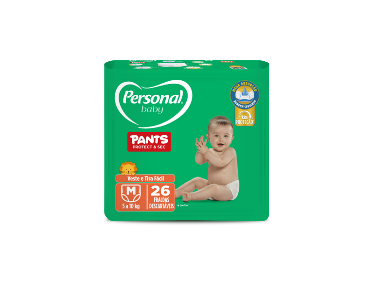 FRALDA DESCARTÁVEL PANTS PERSONAL BABY PROTECT & SEC M PACOTE 26 UNIDADES