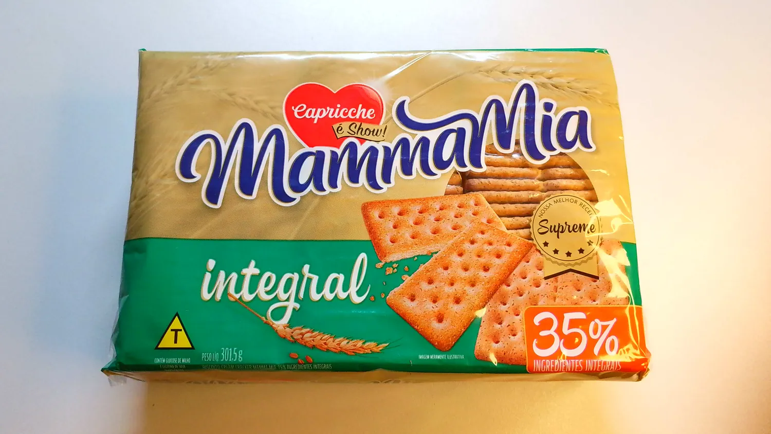 BISCOITO CREAM CRACKER MAMMA MIA INTEGRAL 301,5G