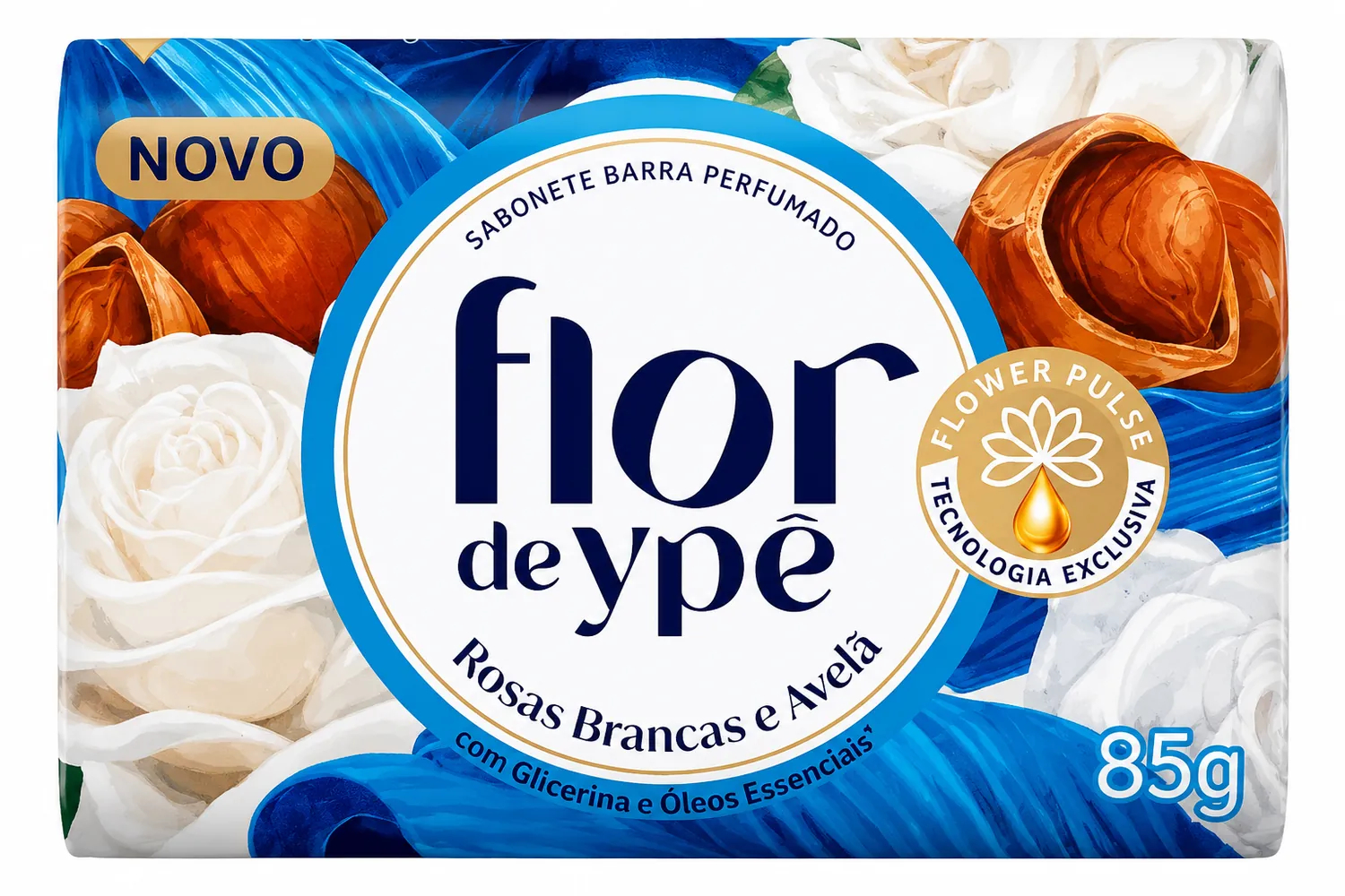 SABONETE EM BARRA FLOR DE YPÊ ROSAS BRANCAS E AVELÃ 85G — imagem 1