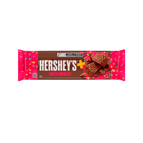WAFER RECHEIO E COBERTURA TRIPLO CHOCOLATE HERSHEYS MAIS PACOTE 102G