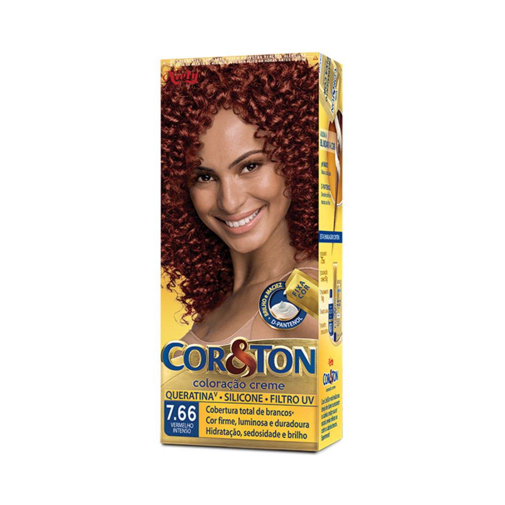 KIT COLORAÇÃO CREME 7.66 VERMELHO INTENSO NIELY COR&TON