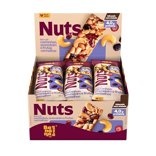 BARRA DE NUTS CASTANHAS, AMENDOIM E FRUTAS VERMELHAS BANANA BRASIL PACOTE 25G