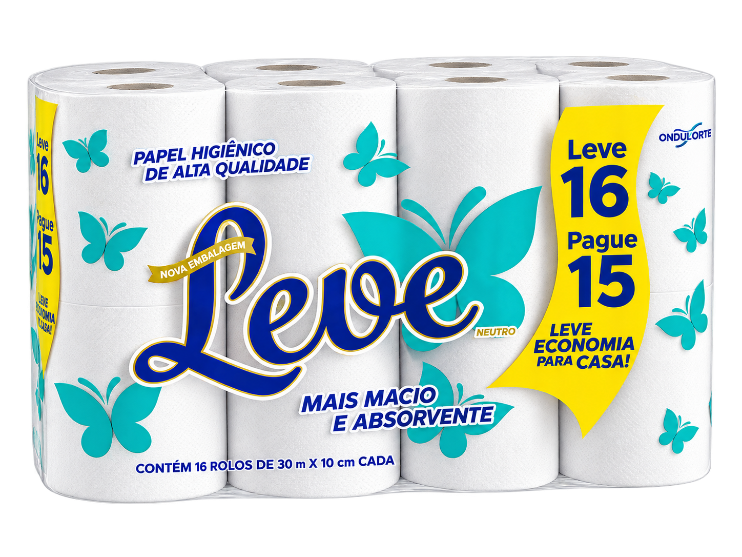 PAPEL HIGIÊNICO LEVE NEUTRO 30M LEVE 16 PAGUE 15