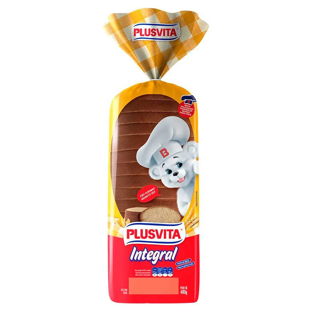 PÃO DE FORMA INTEGRAL PLUSVITA PACOTE 480G