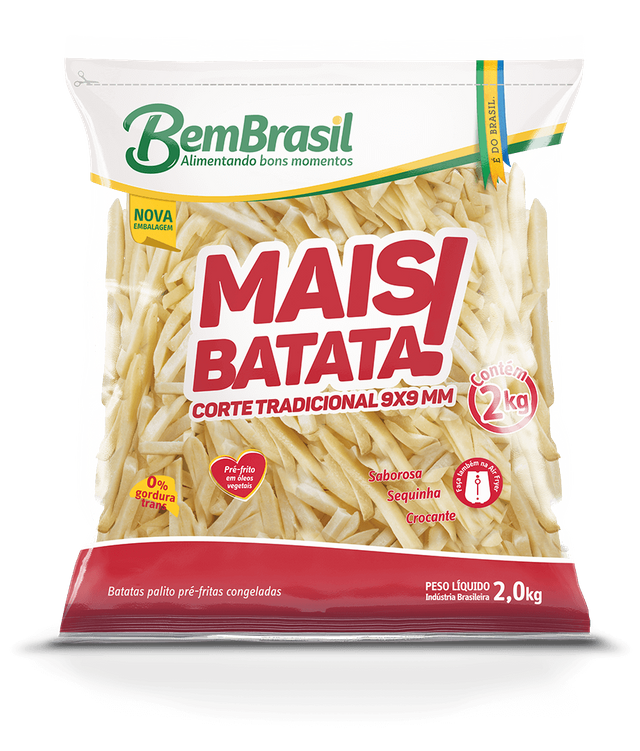 BATATA PRÉ-FRITA PALITO CONGELADA BEM BRASIL MAIS BATATA! PACOTE 2KG