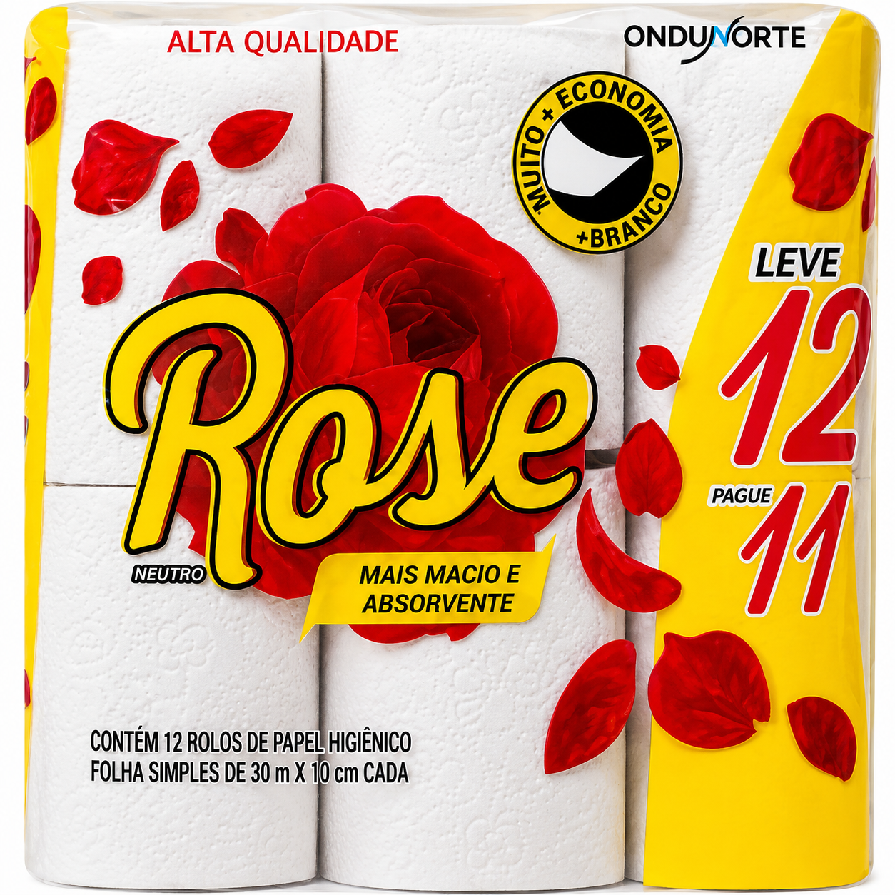 PAPEL HIGIENICO ROSE L12P11 20MTS FOLHA SIMPLES