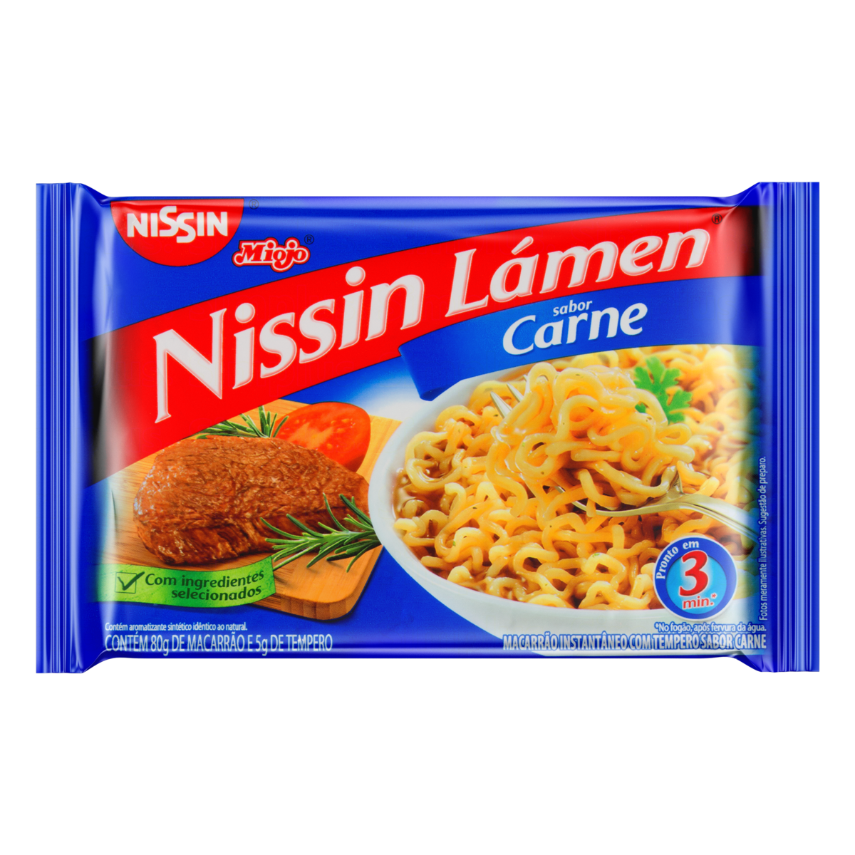 MACARRÃO INSTANTÂNEO LÁMEN CARNE NISSIN MIOJO PACOTE 85G