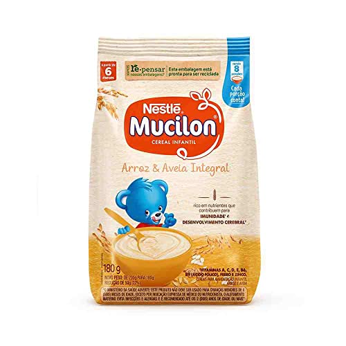 CEREAL INFANTIL INTEGRAL ARROZ & AVEIA MUCILON PACOTE 180G
