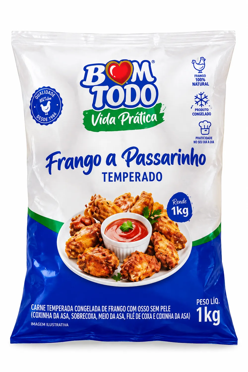 FRANGO À PASSARINHA TEMPERADO BOM TODO 1KG