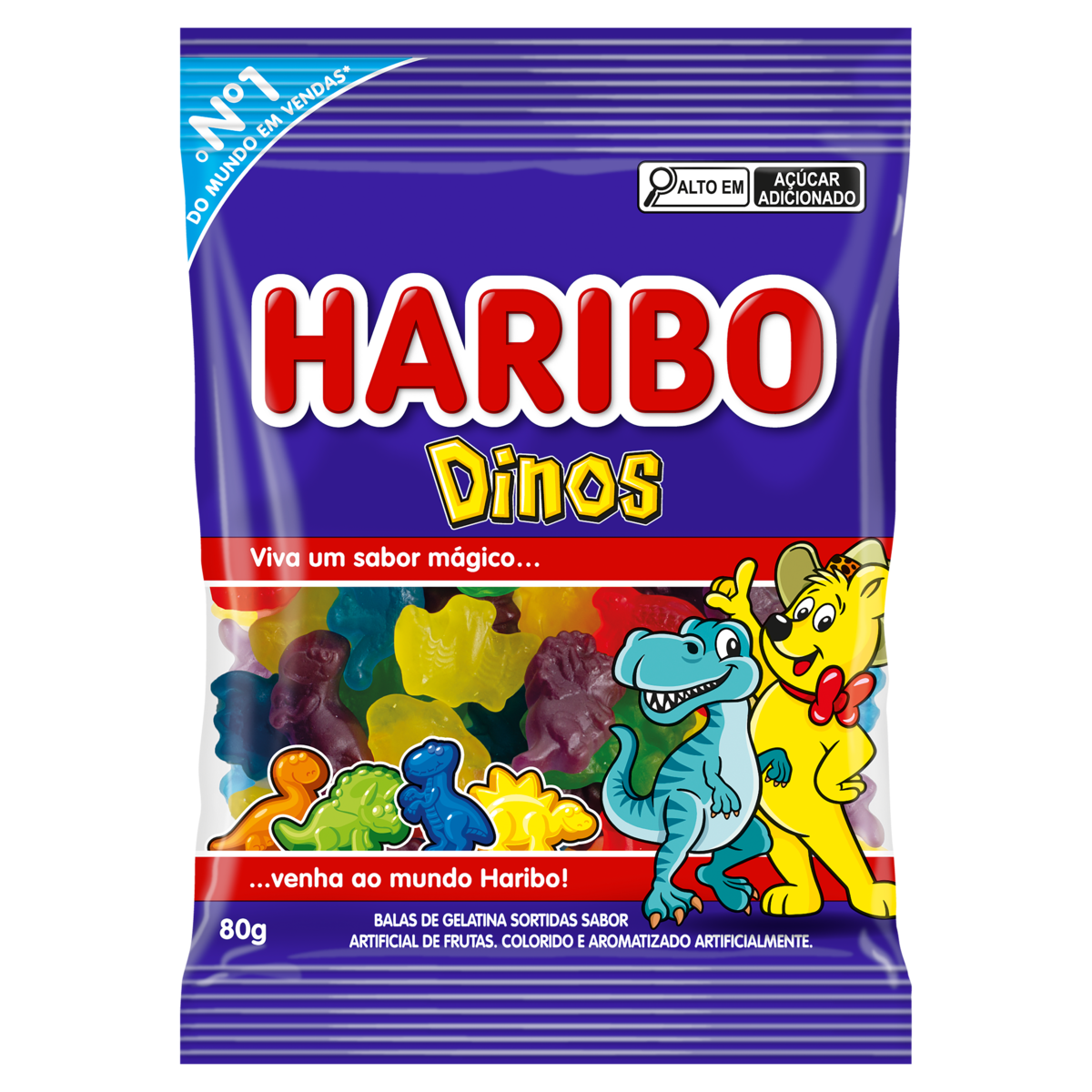BALA DE GELATINA FRUTAS DINOS HARIBO PACOTE 80G
