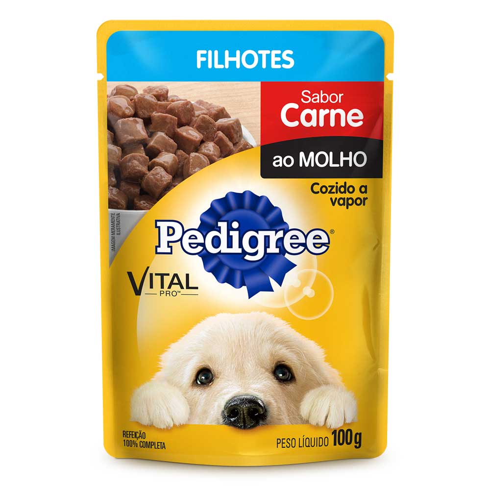 ALIMENTO PARA CÃES FILHOTES CARNE AO MOLHO PEDIGREE SACHÊ 100G