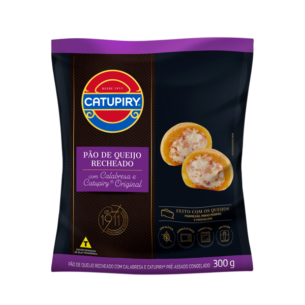 PÃO DE QUEIJO CONGELADO RECHEIO CALABRESA E CATUPIRY ORIGINAL PACOTE 300G