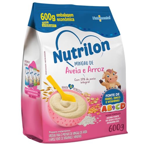 MINGAU AVEIA E ARROZ NUTRILON PACOTE 600G EMBALAGEM ECONÔMICA 0