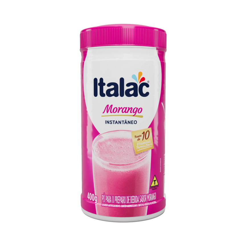 PREPARO EM PÓ SABOR MORANGO 400G ITALAC 0