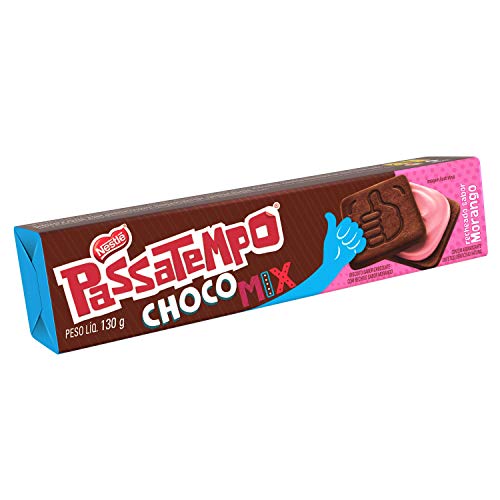 PASSATEMPO CHOCOMIX BISC RECHEADO MORANGO 130G — imagem 1