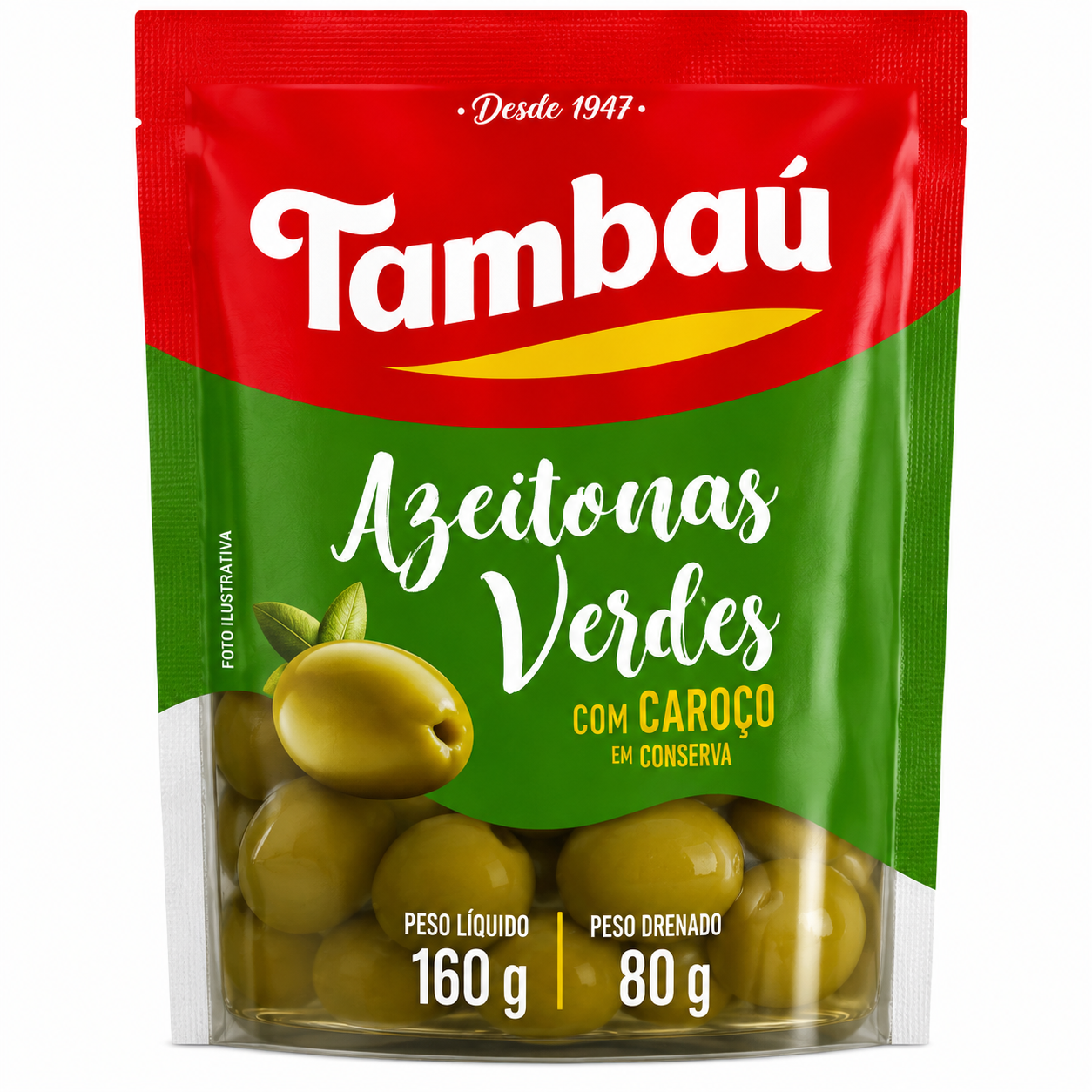 AZEITONA VERDE COM CAROÇO TAMBAÚ 80G — imagem 1