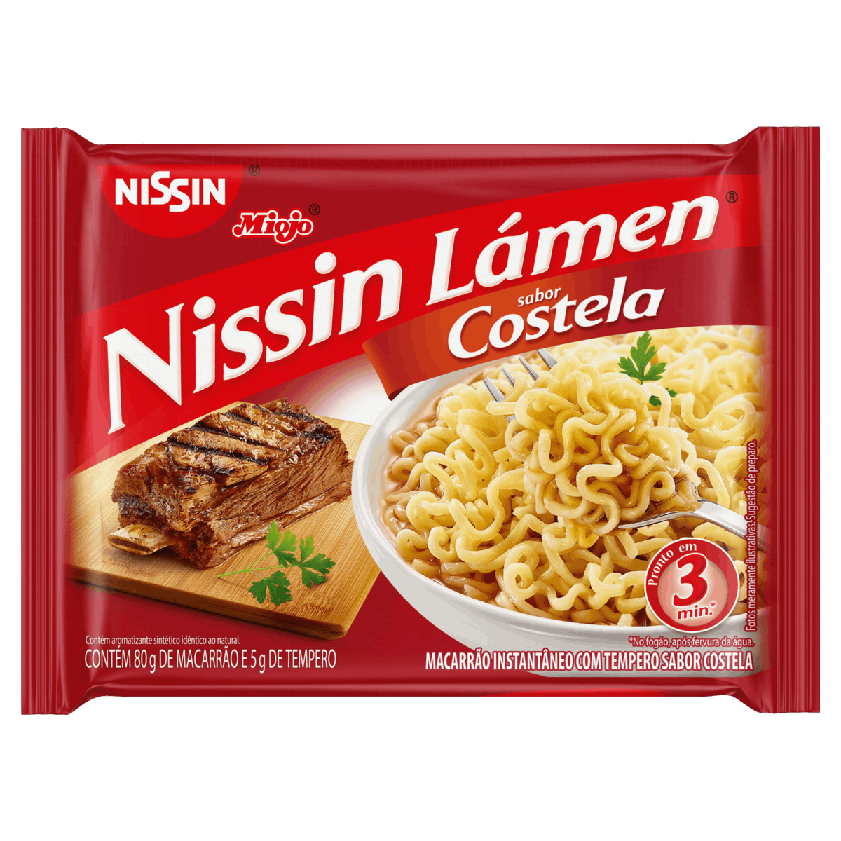 MACARRÃO INSTANTÂNEO LÁMEN COSTELA NISSIN MIOJO NOSSO SABOR PACOTE 85G