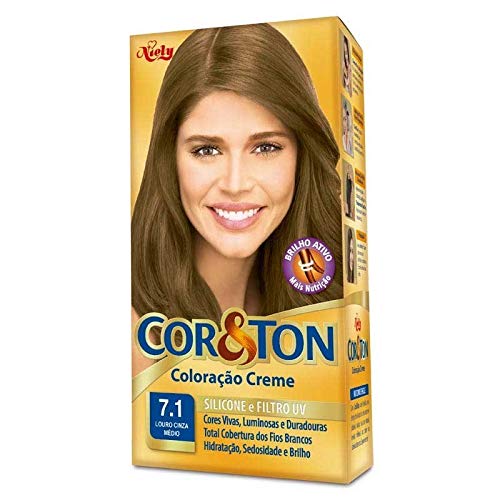 KIT COLORAÇÃO CREME COR 7.1 LOURO CINZA MÉDIO NIELY COR&TON
