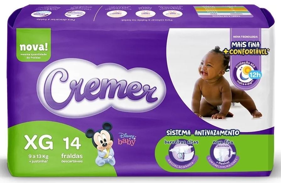 FRALDA DESCARTÁVEL INFANTIL CREMER MAGIC CARE XG PACOTE 14 UNIDADES 0