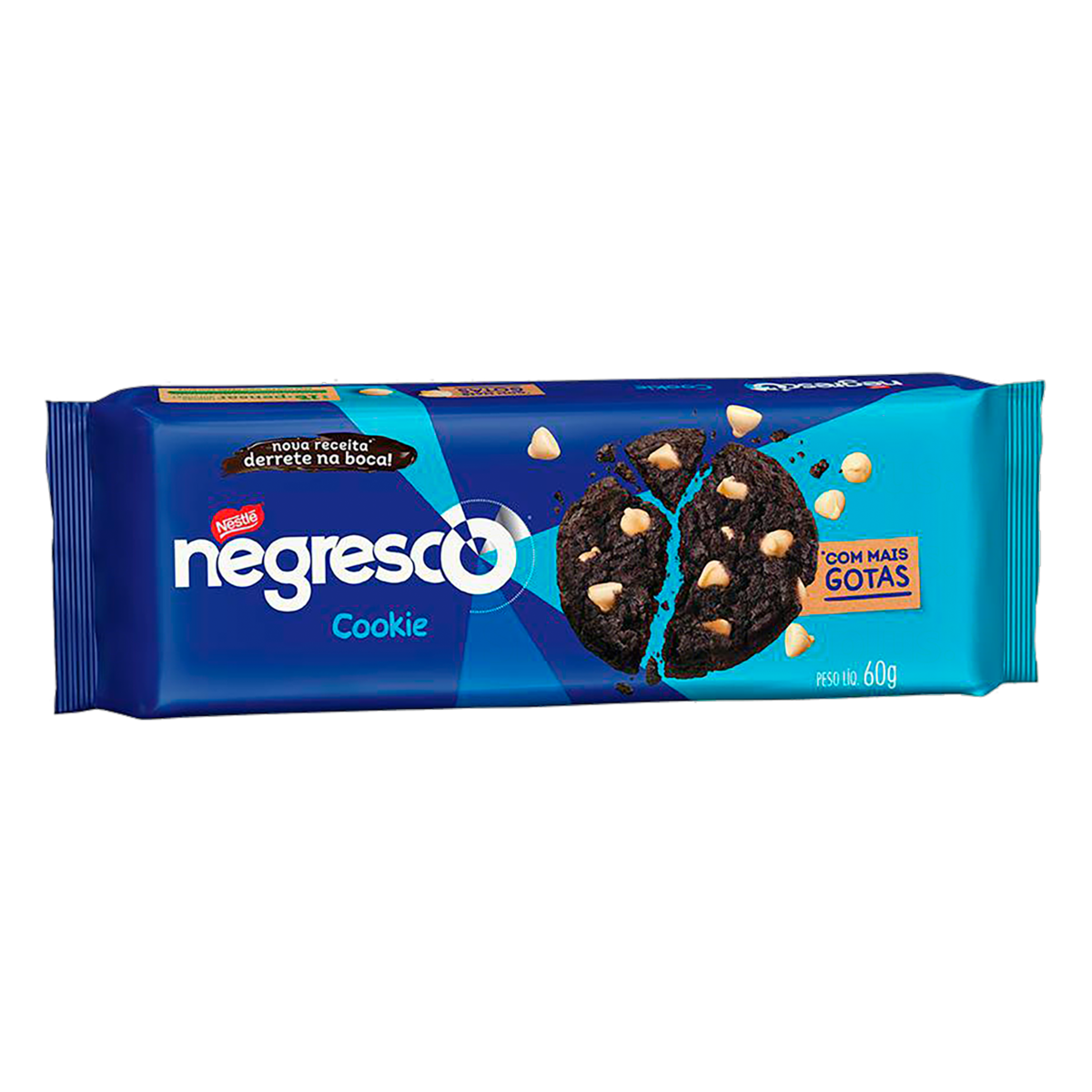 BISCOITO COOKIE CHOCOLATE COM GOTAS DE BAUNILHA NEGRESCO PACOTE 60G 0
