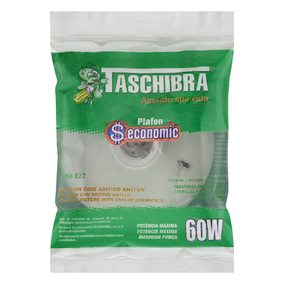 PLAFON BRANCO 60W TASCHIBRA 250V