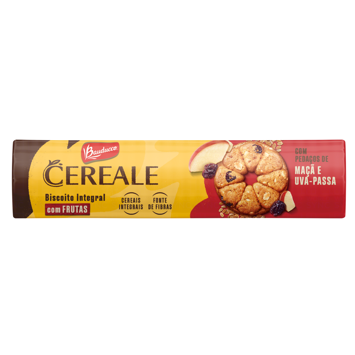 BISCOITO INTEGRAL MAÇÃ E UVA-PASSA BAUDUCCO CEREALE PACOTE 141G