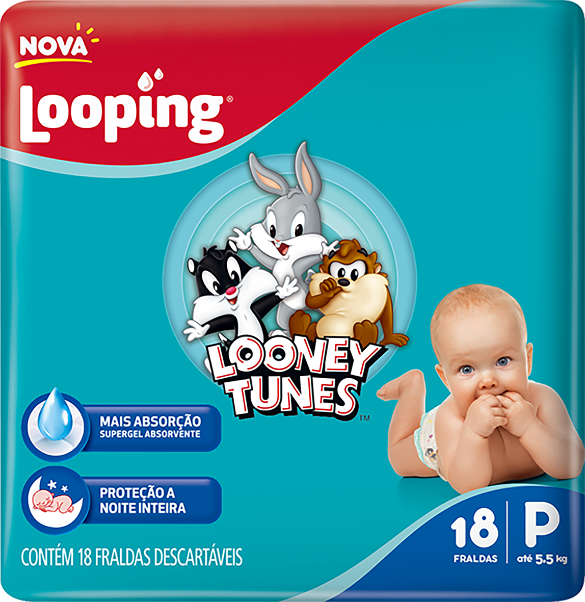 FRALDA JUMBINHO BABY LOONEY TUN P C/18UN