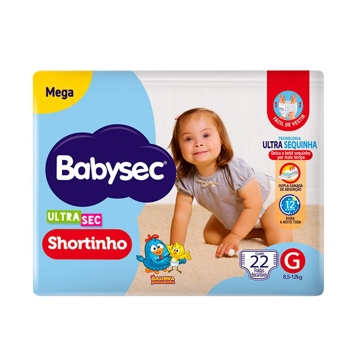 FRALDA DESCARTÁVEL SHORTINHO BABYSEC ULTRA SEC G MEGAPACOTE 22 UNIDADES