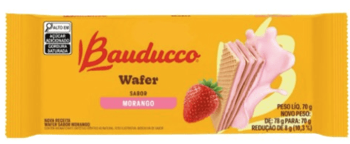 BISCOITO WAFER RECHEIO MORANGO BAUDUCCO PACOTE 70G