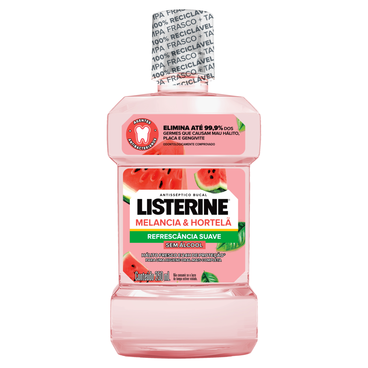 ENXAGUANTE BUCAL ZERO ÁLCOOL MELANCIA & HORTELÃ LISTERINE FRASCO 250ML