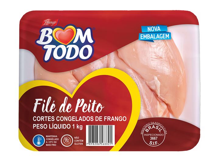FILÉ DE PEITO FRANGO CONGELADO BOM TODO 1KG
