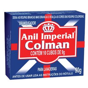 BRANQUEADOR CUBOS PARA LAVADEIRAS ANIL IMPERIAL COLMAN CAIXA 90G 10 UNIDADES