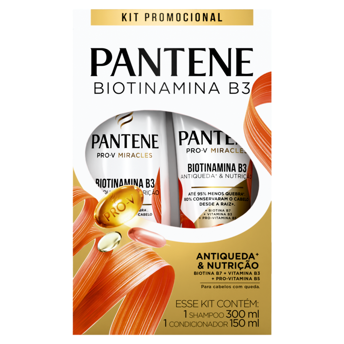 KIT SHAMPOO 300ML + CONDICIONADOR ANTIQUEBRA 150ML PANTENE BIOTINAMINA B3 ANTIQUEDA & NUTRIÇÃO