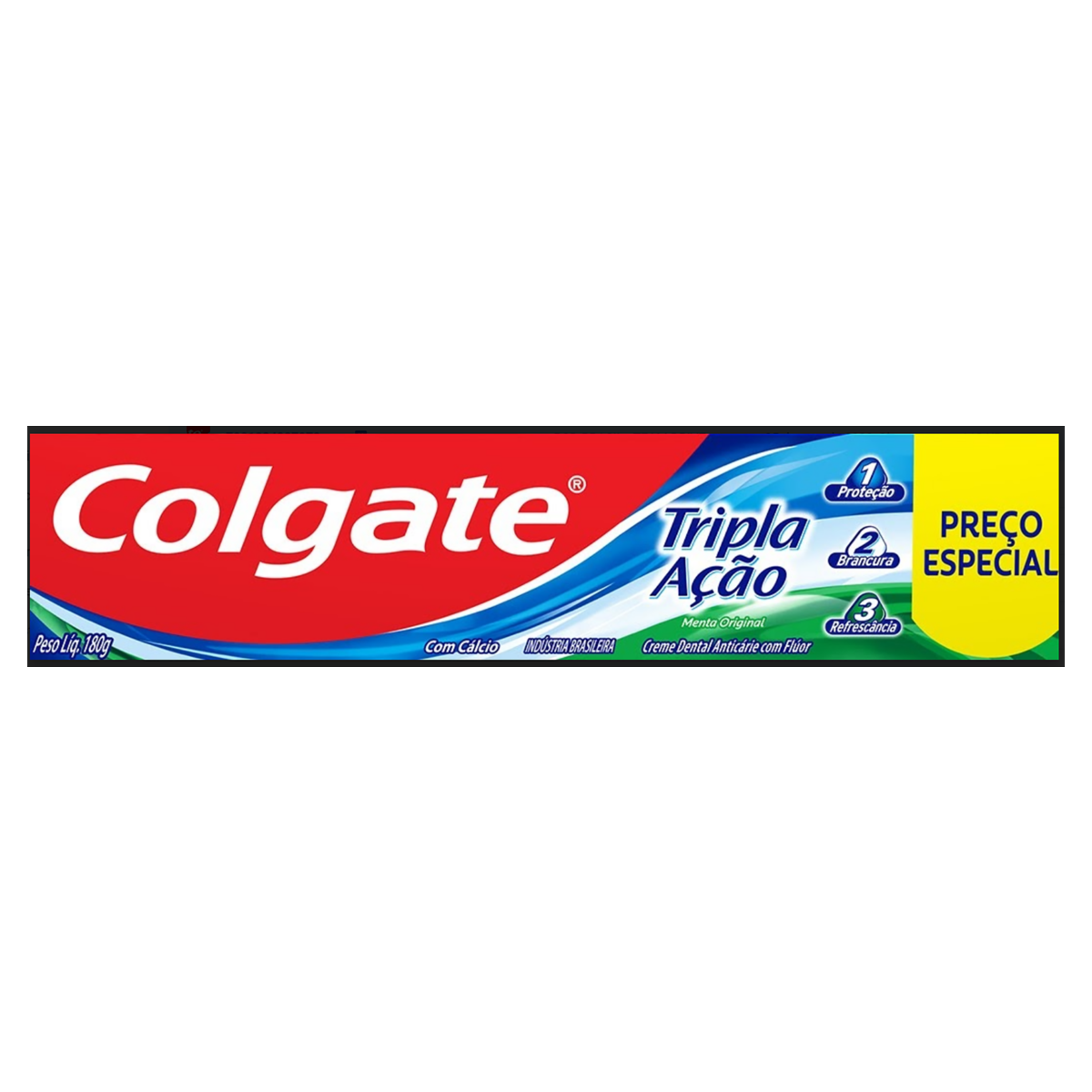 CREME DENTAL MENTA ORIGINAL COLGATE TRIPLA AÇÃO CAIXA 180G PREÇO ESPECIAL