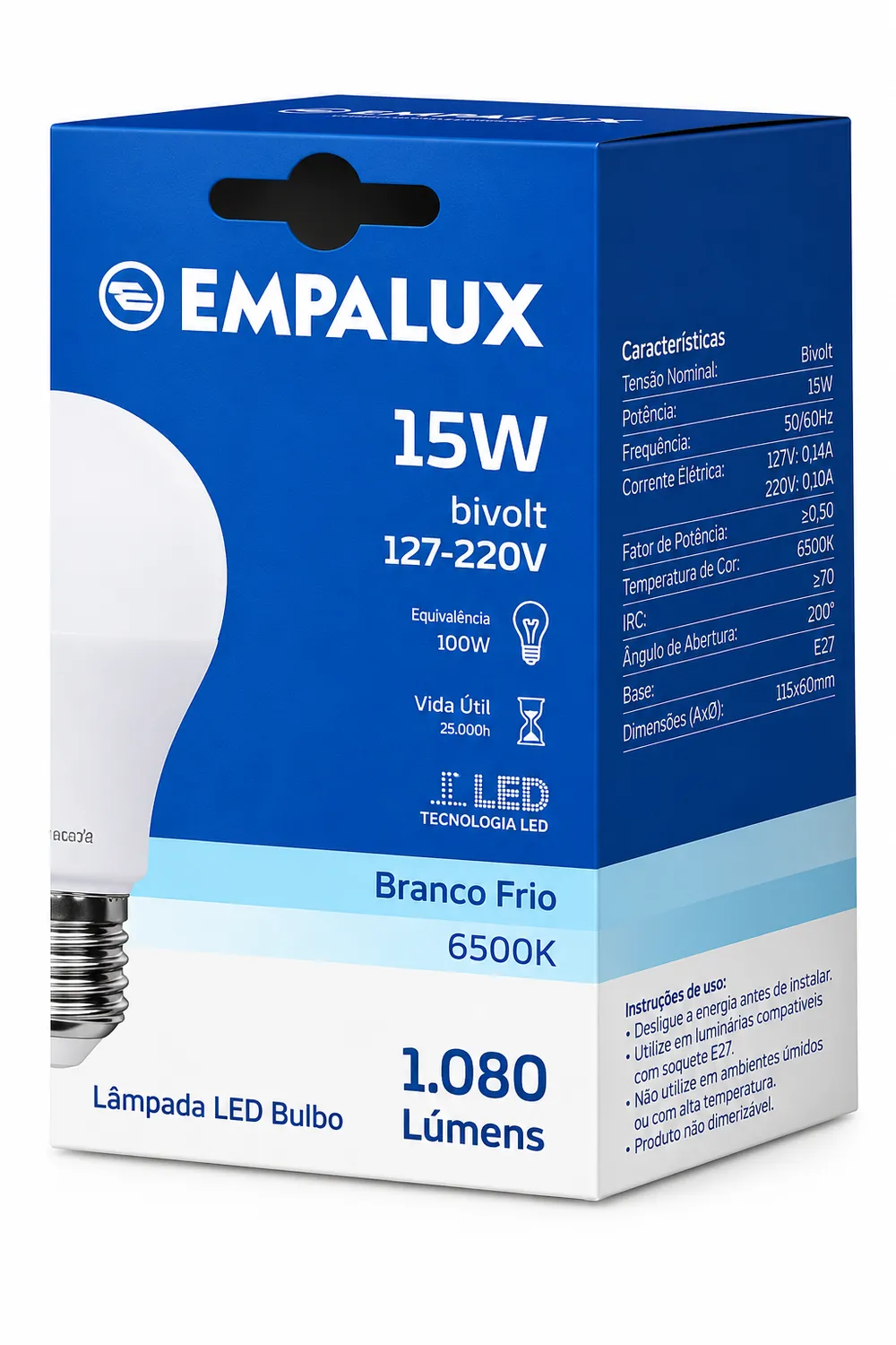 LÂMPADA LED BULBO 1080LM 15W 6500K EMPALUX