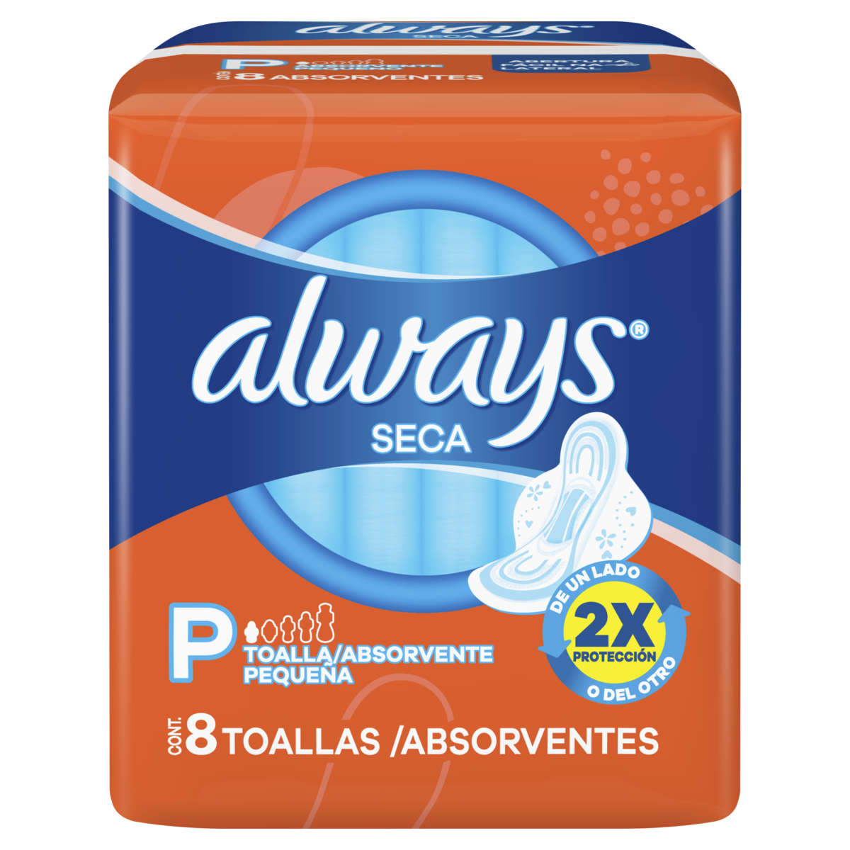 ABSORVENTE COM ABAS SECA ALWAYS PEQUENO PACOTE 8 UNIDADES 0