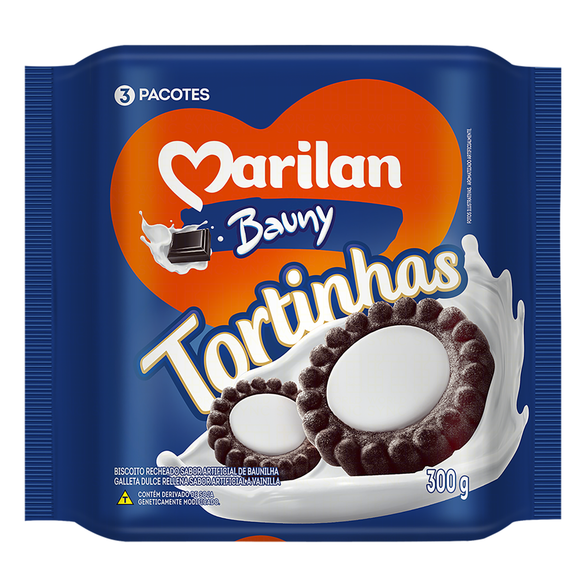 BISCOITO RECHEIO BAUNY MARILAN TORTINHAS PACOTE 300G 0