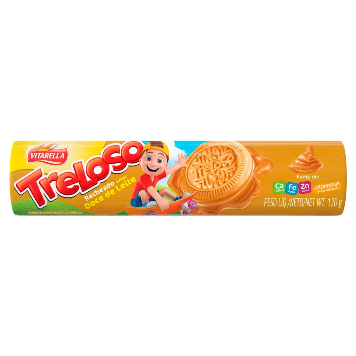 BISCOITO RECHEIO DOCE DE LEITE VITARELLA TRELOSO PACOTE 120G