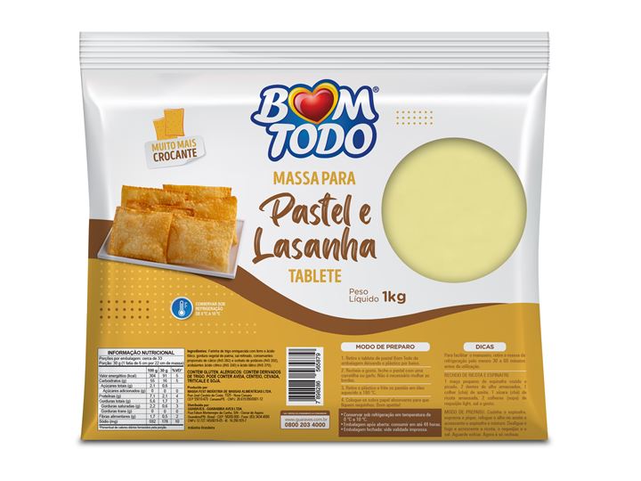 MASSA PARA PASTEL BOM TODO TABLETE 1KG