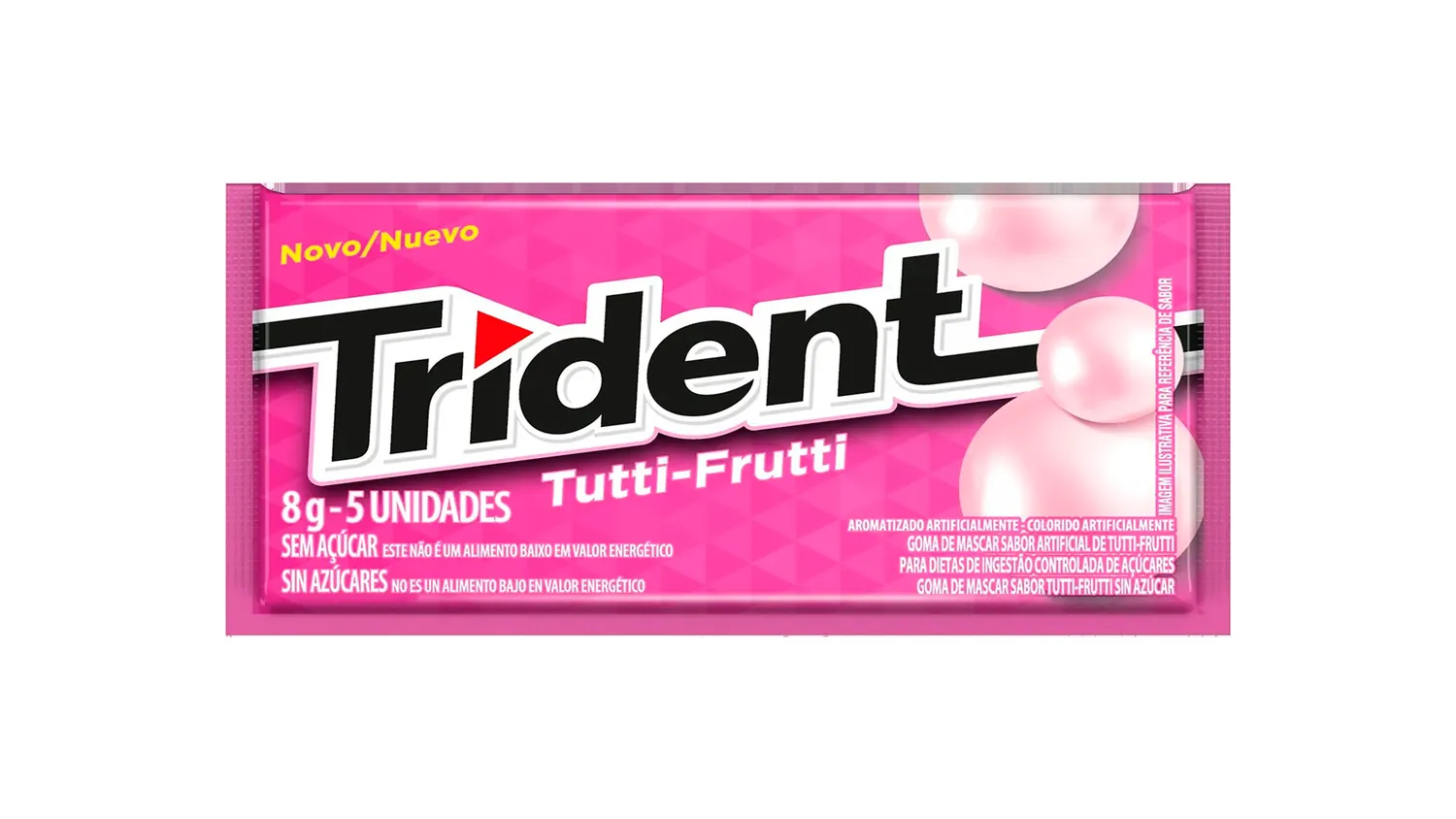 GOMA DE MASCAR TUTTI FRUTTI ZERO AÇÚCAR TRIDENT ENVELOPE 8G 5 UNIDADES