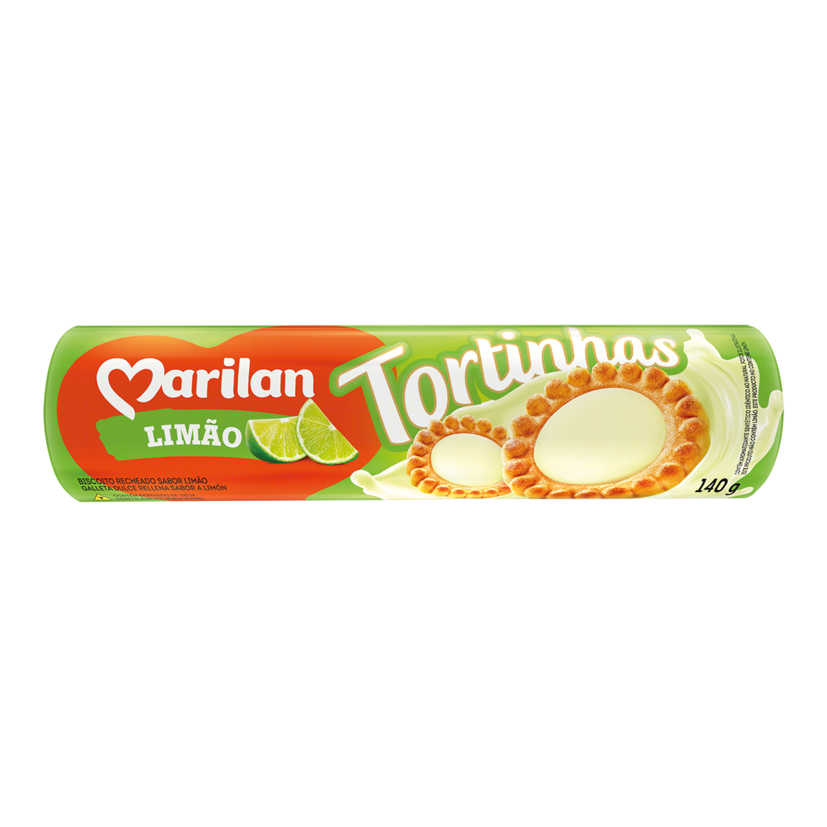 BISCOITO RECHEIO LIMÃO MARILAN TORTINHAS PACOTE 140G