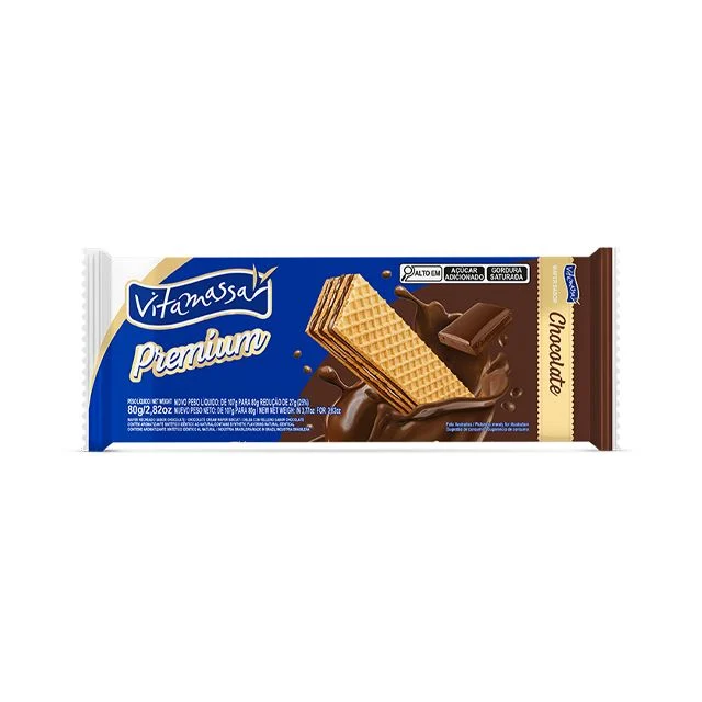 BISCOITO WAFER PREMIUM CHOCOLATE 80G VITAMASSA