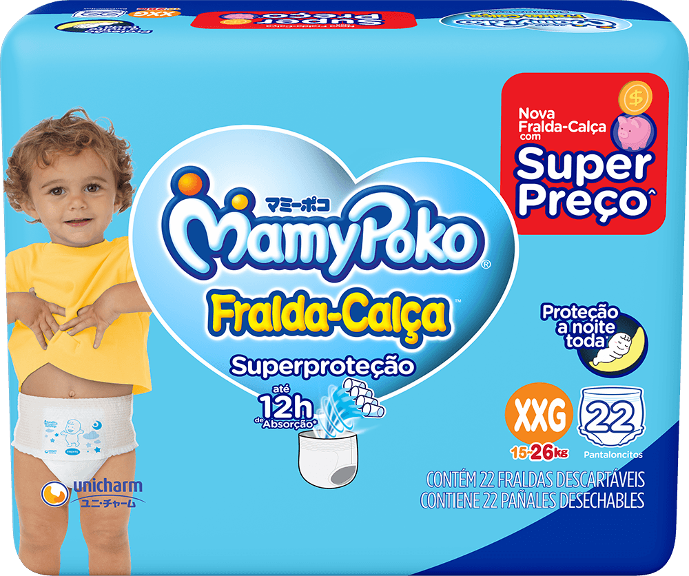 FRALDA  MAMYPOKO CALÇA SUPER PROTEÇÃO JUMBO. XXG COM 22 UNIDADES